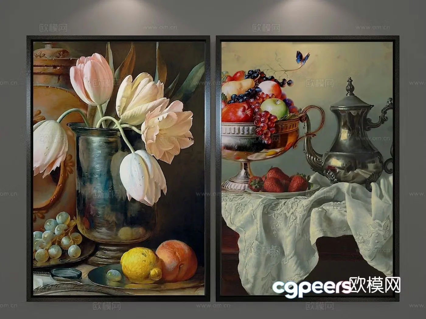 American decorative painting realistic oil painting 3d model