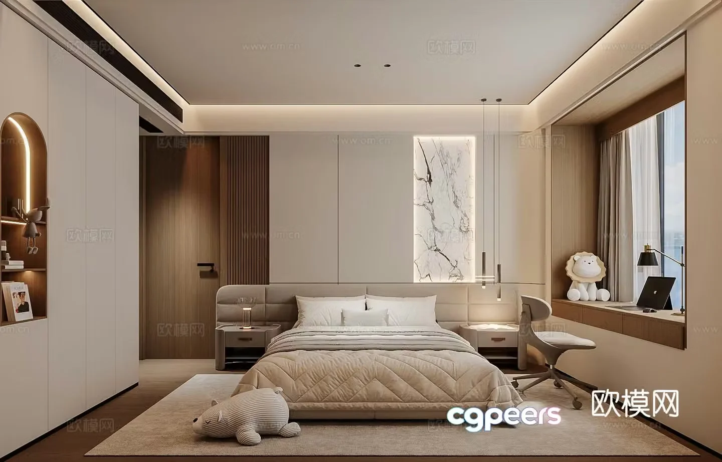 Italian style bedroom master bedroom 3d model