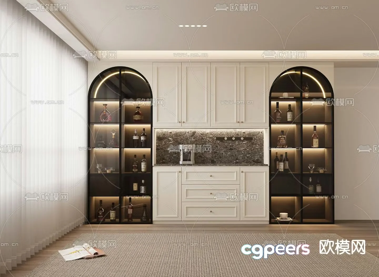 French wine cabinet sideboard 3d model