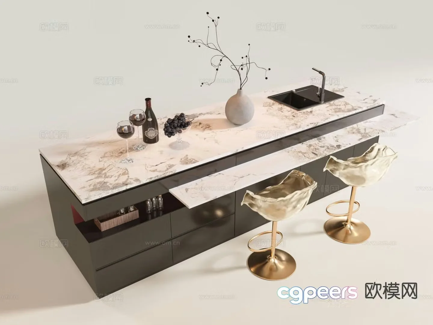 Bar and restaurant island 3D model
