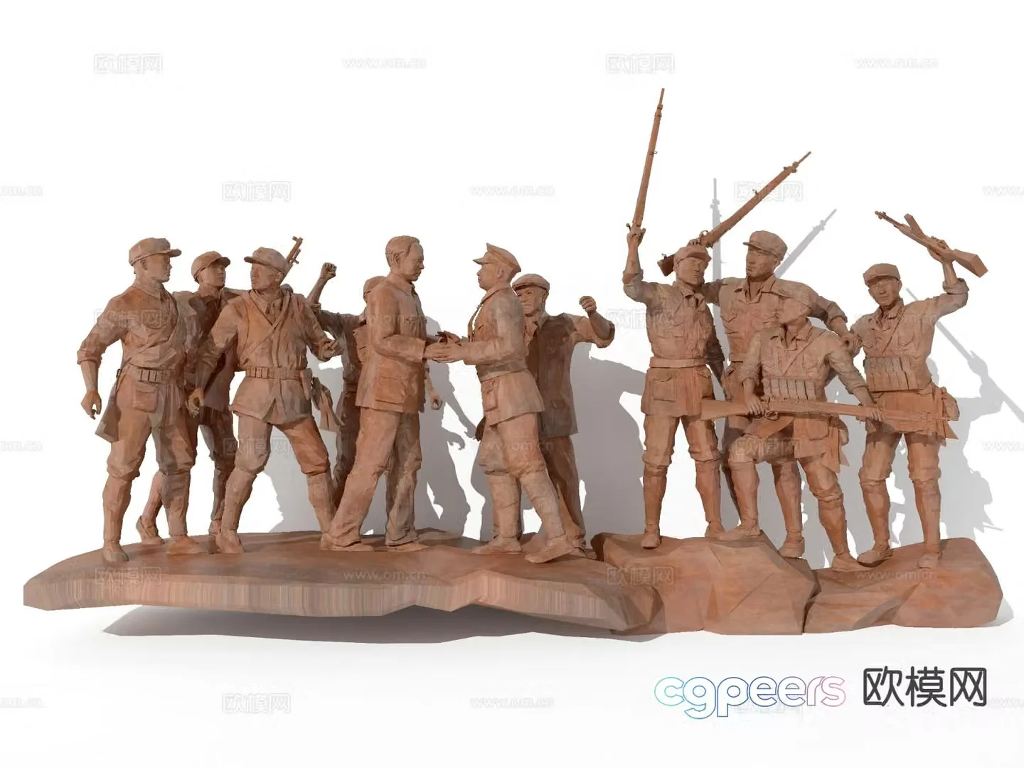 Revolutionary Sculpture Red Army Sculpture Figure Sculpture 3D Model