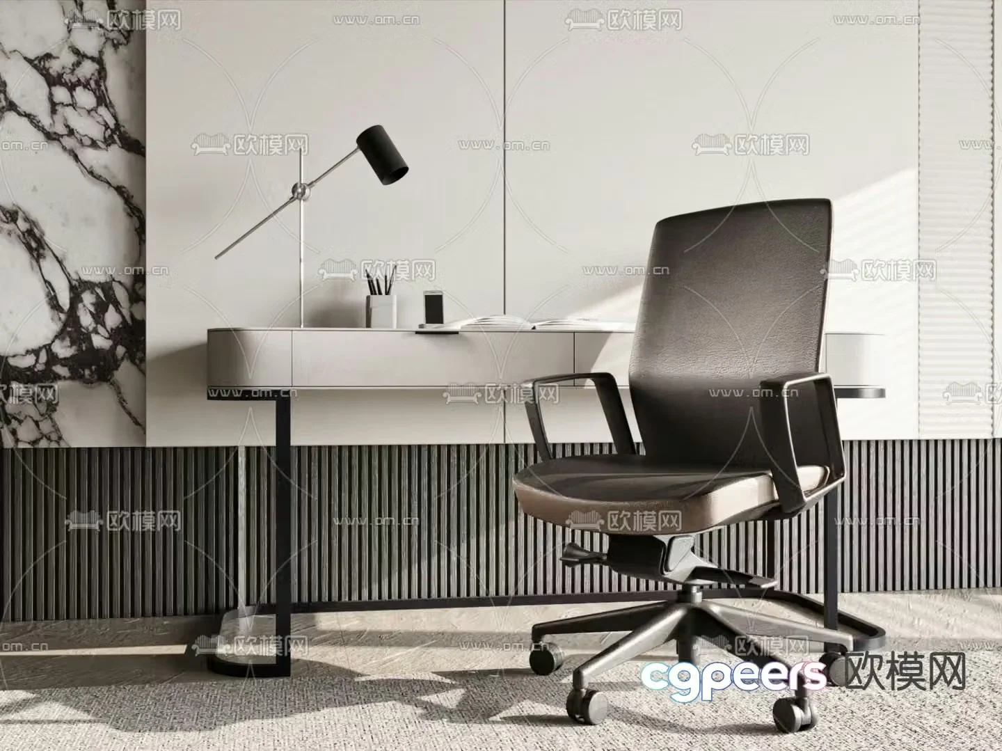 Modern desk study table writing desk 3d model