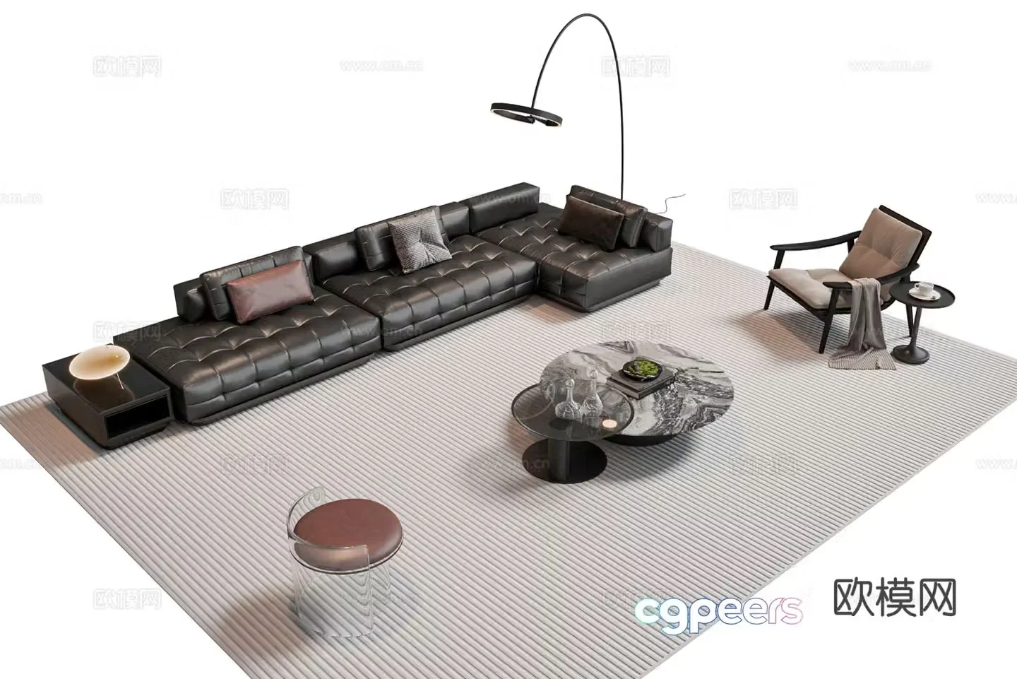 Italian splicing sofa modular sofa 3d model