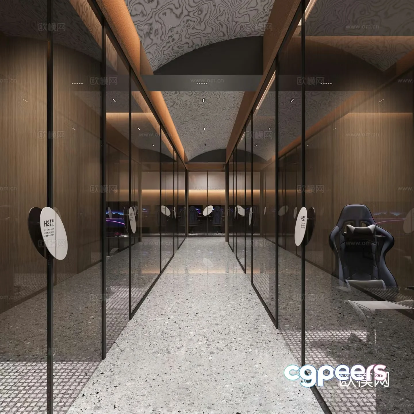 Internet cafe private room aisle 3D model