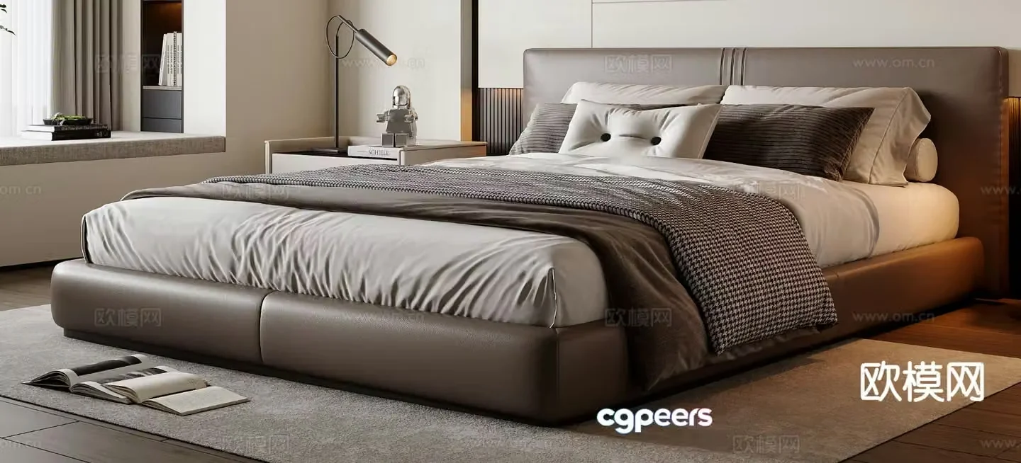 Italian double bed 3d model
