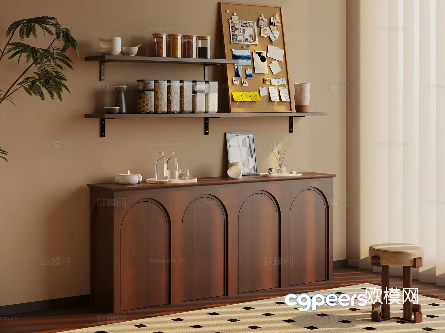 Storage cabinet French medieval style storage cabinet dining cabinet 3D model