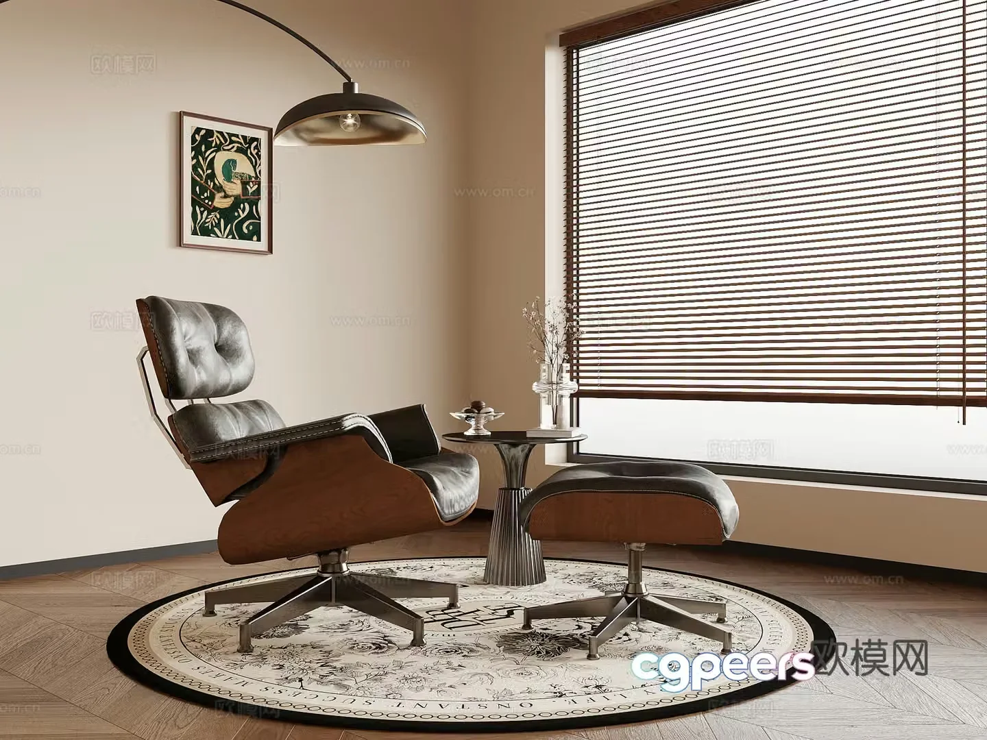 French casual chair floor lamp 3d model