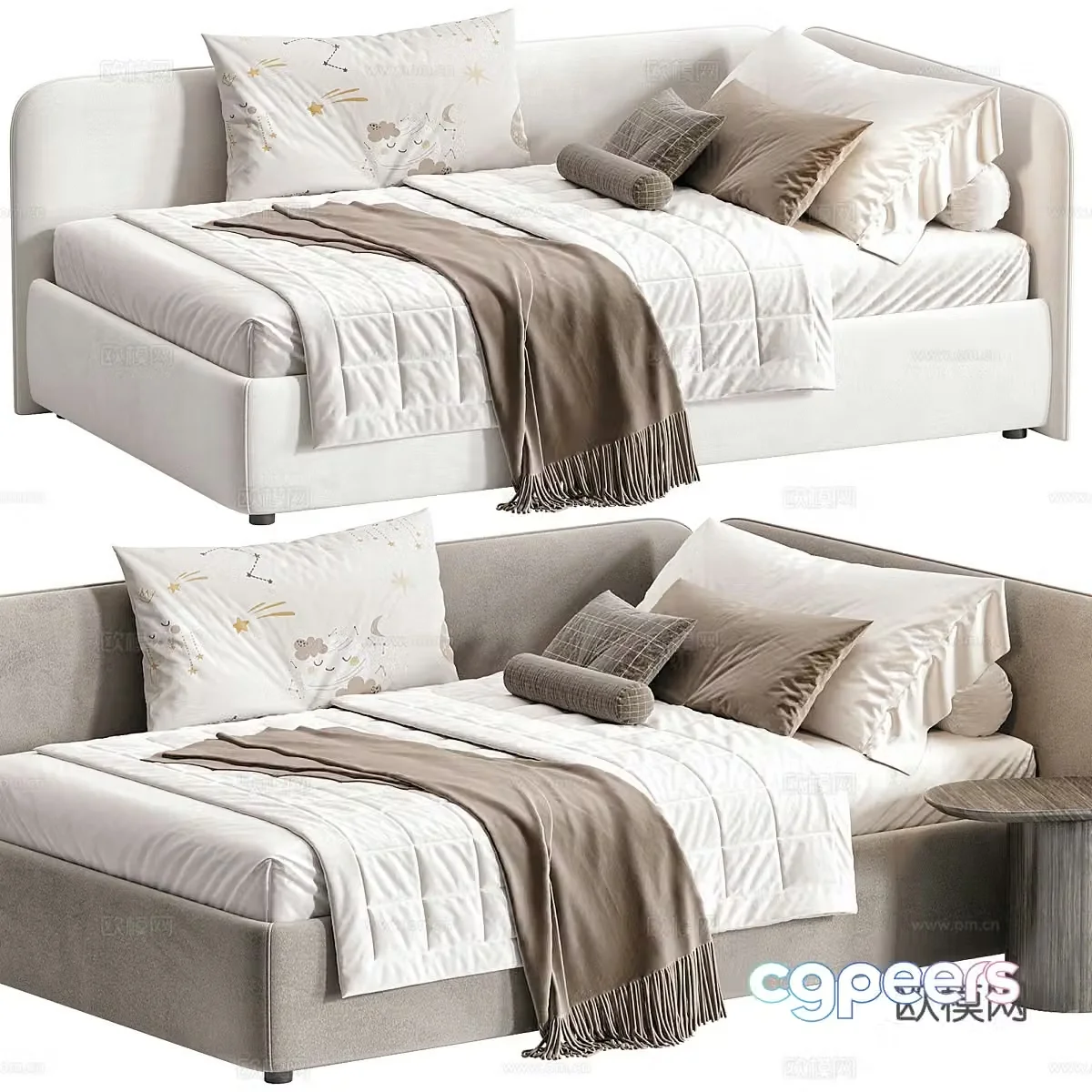 Modern Italian cream style children’s fabric sofa bed 3d model