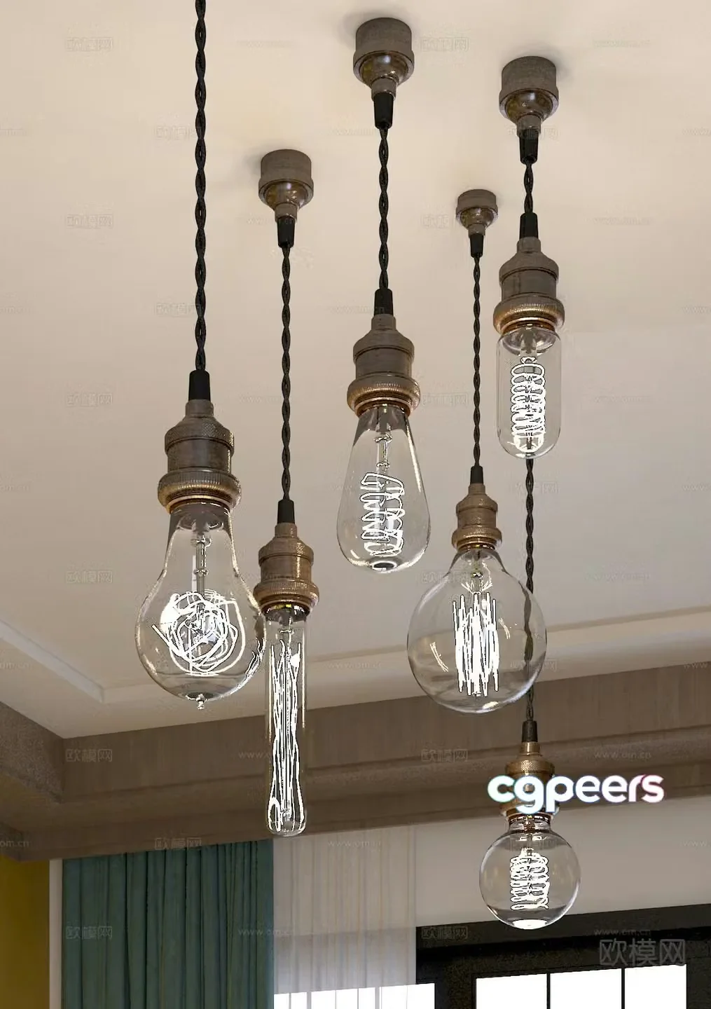Nordic chandelier glass chandelier 3d model
