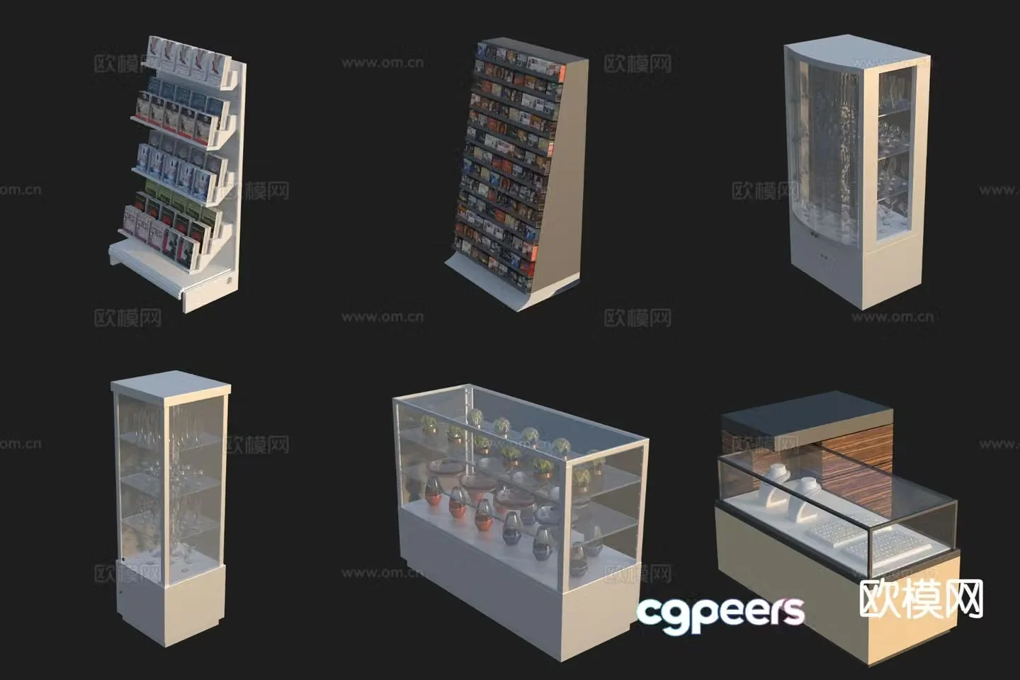 Modern department store shelves display cabinet 3d model