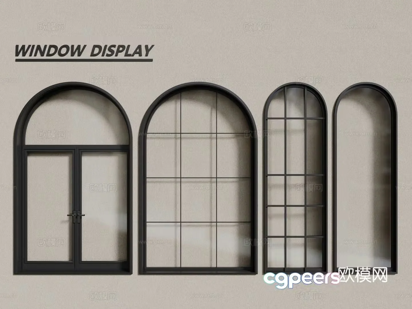 European style windows curved windows floor-to-ceiling windows 3d model