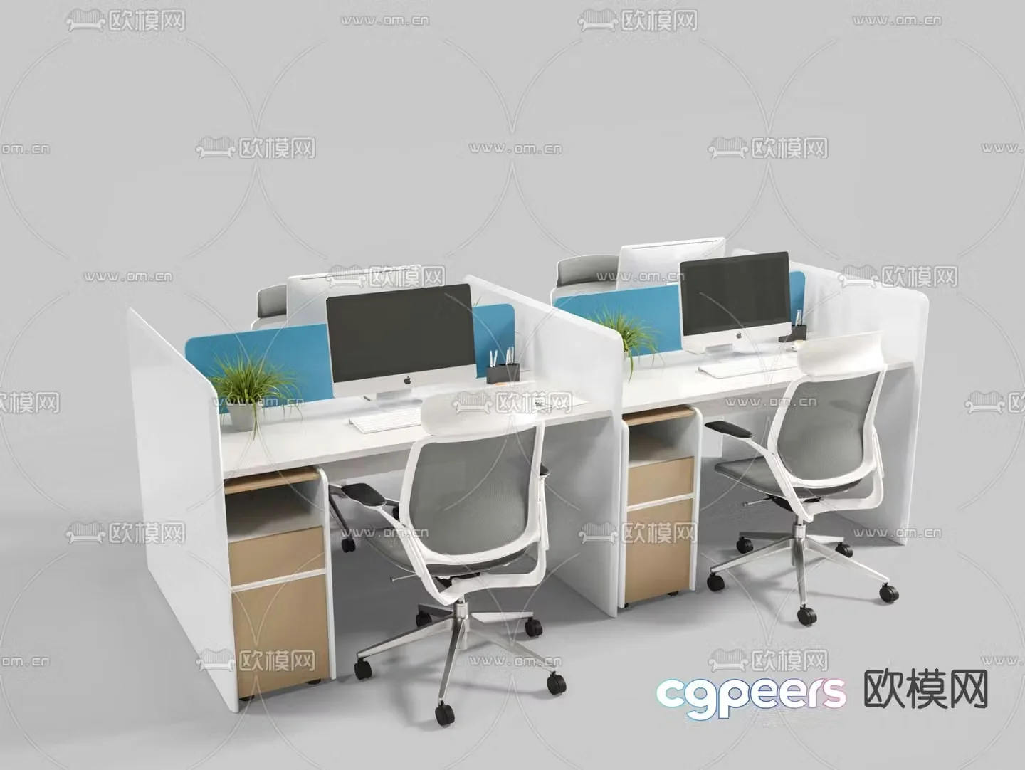 Card space desk work station post 3d model