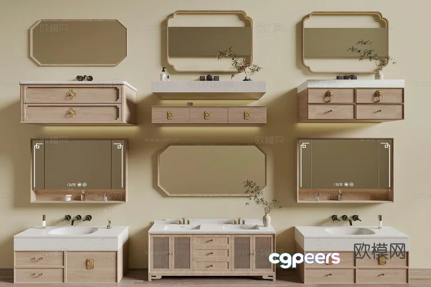 New Chinese style bathroom cabinet 3D model