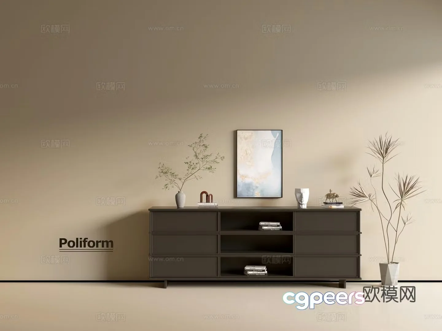 Modern black cabinet ins wind side cabinet chest cabinet low cabinet whole cabinet dining side cabinet balcony cabinet 3d model