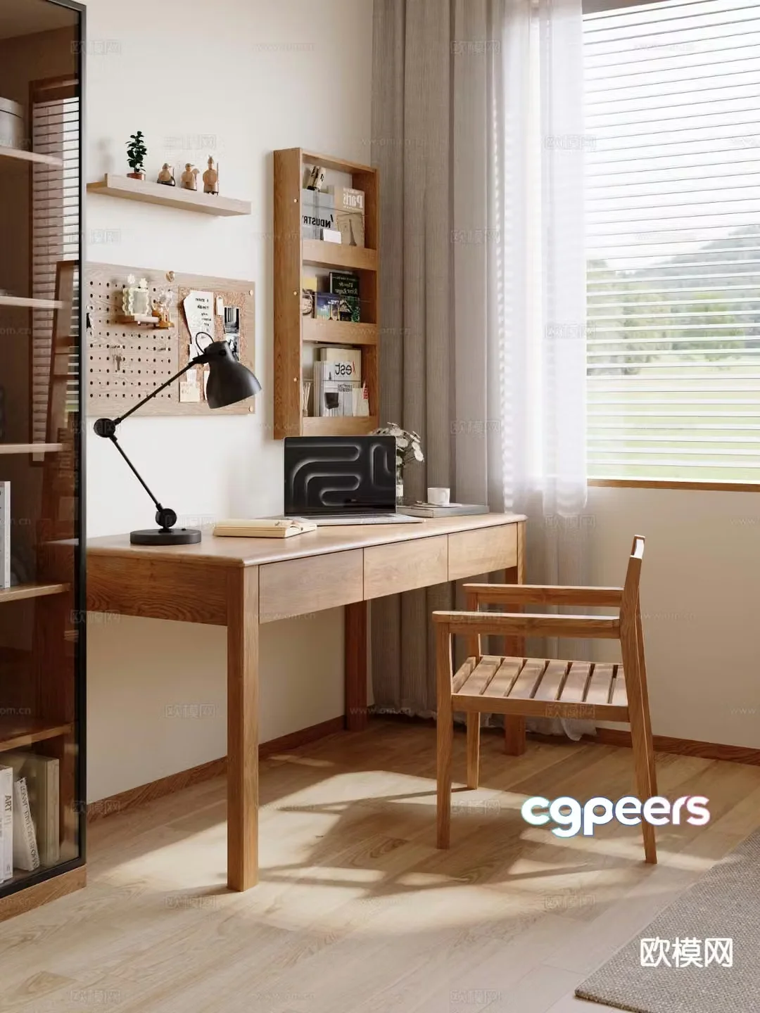Log style desk desk 3d model