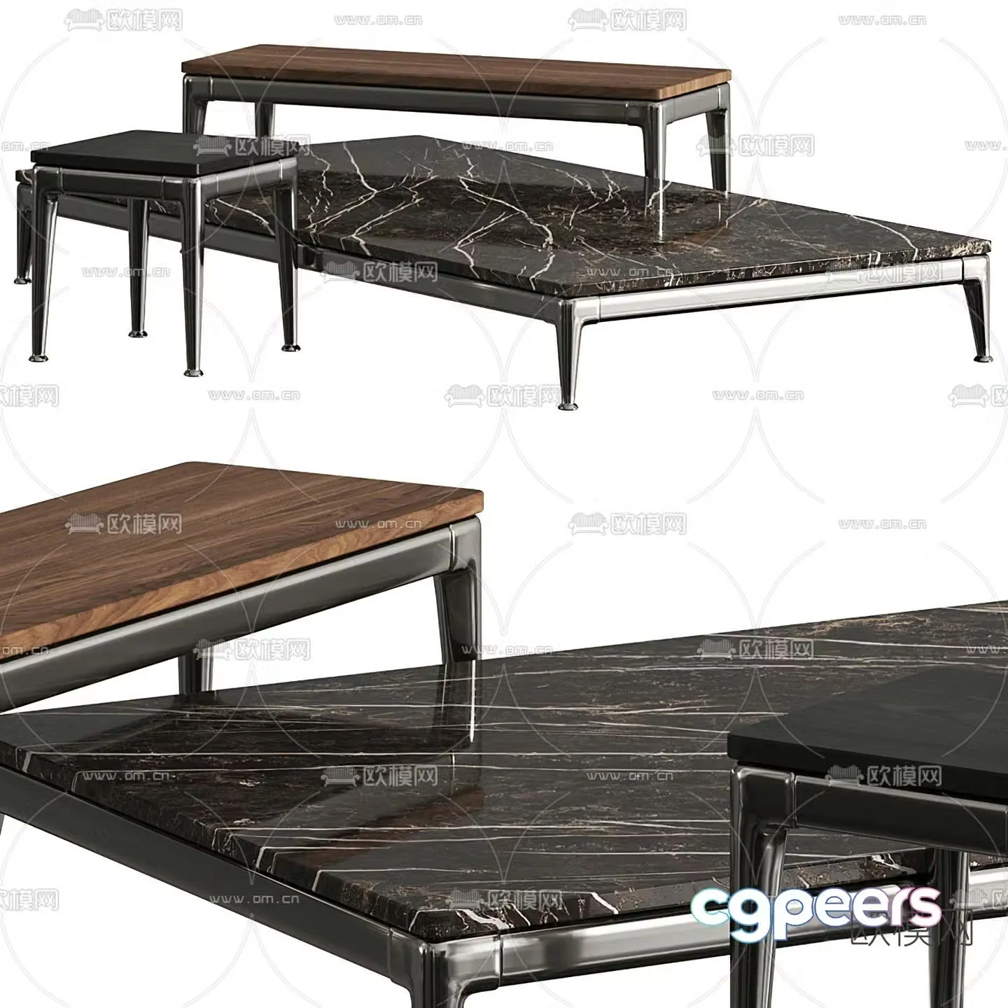 poliform coffee table corner table 3d model