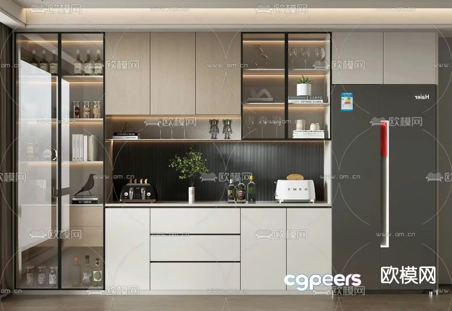 Modern wine cabinet sideboard 3d model
