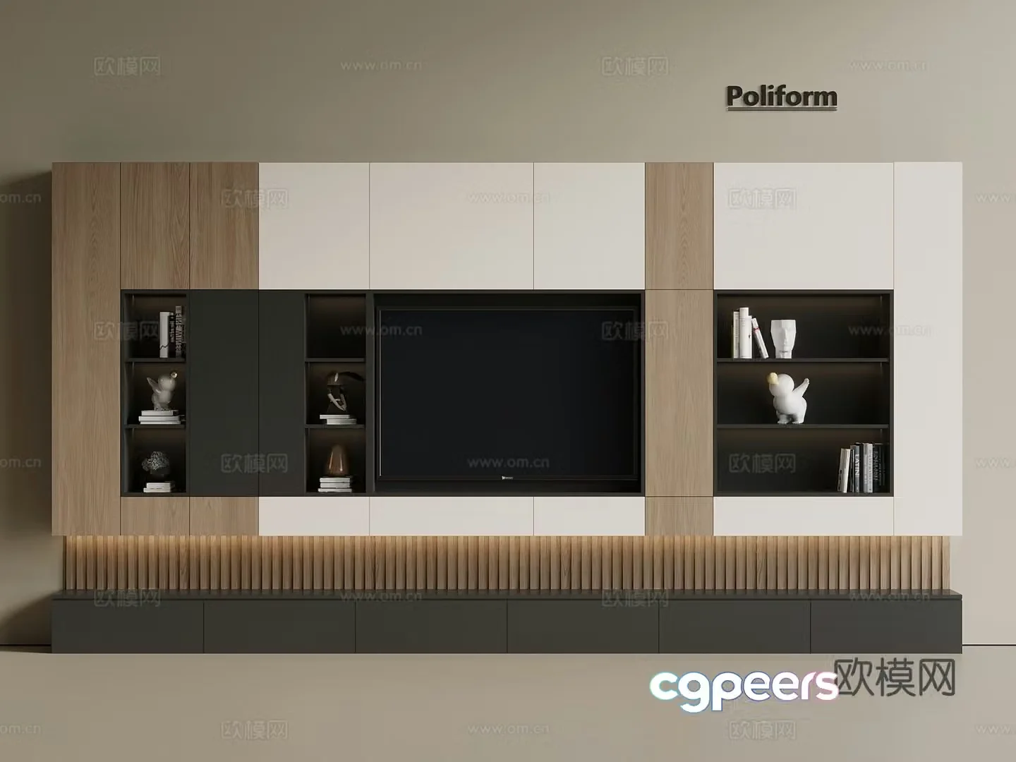 Light luxury Italian TV cabinet full-wall TV cabinet TV cabinet combination hanging TV cabinet 3D model
