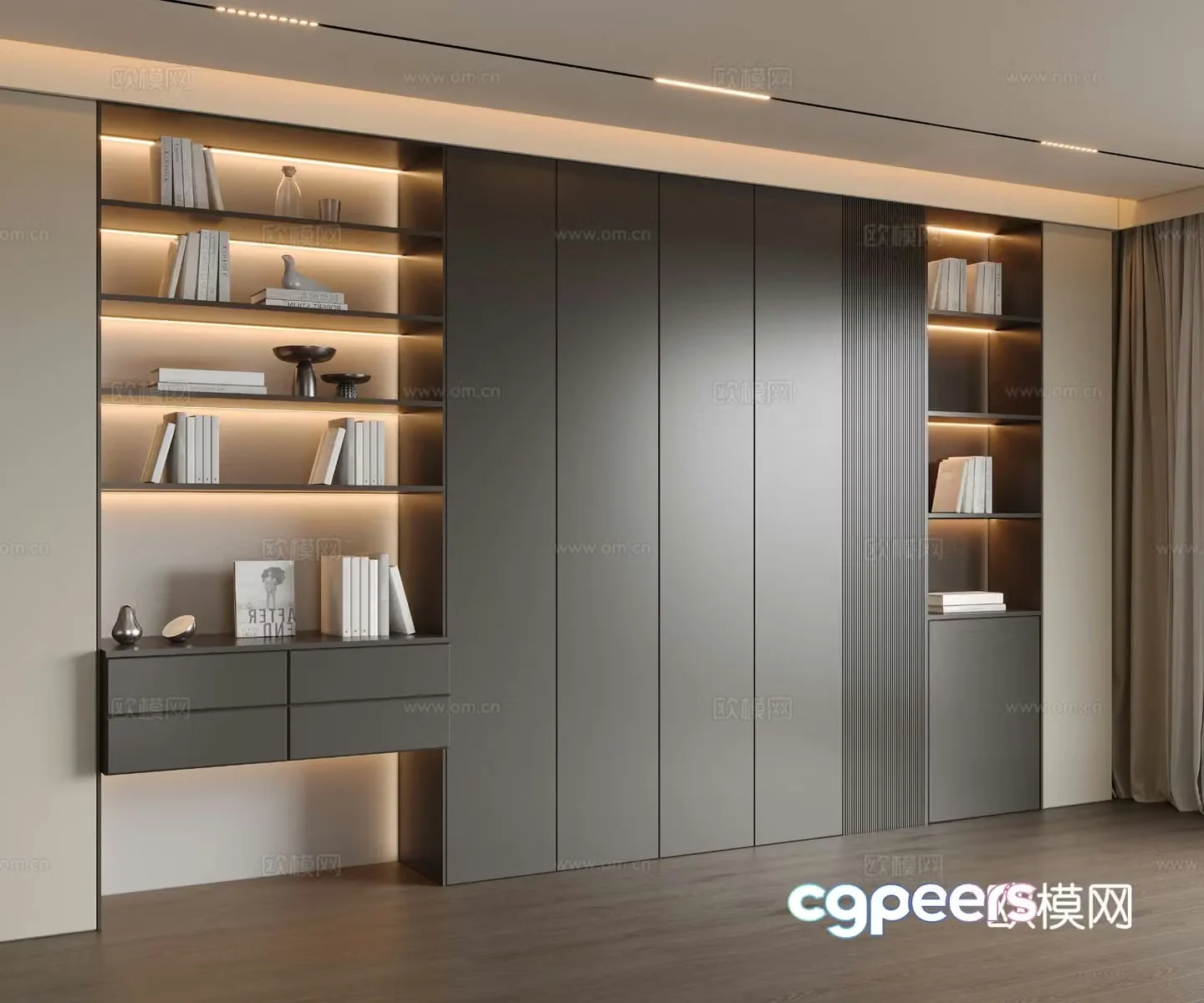 Modern bookcase bookshelf 3d model