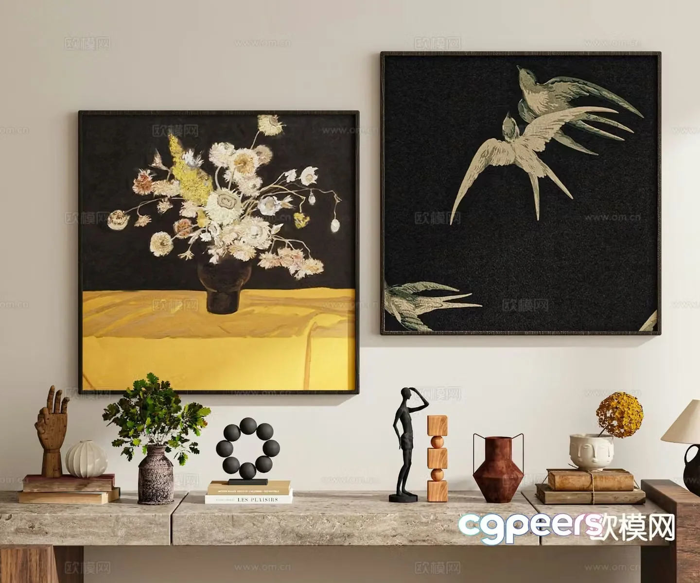 Medieval style hanging painting decorative painting oil painting 3D model