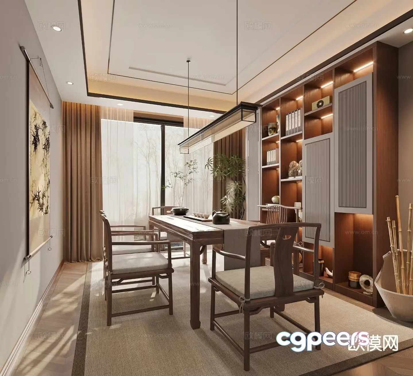 New Chinese style study 3D model