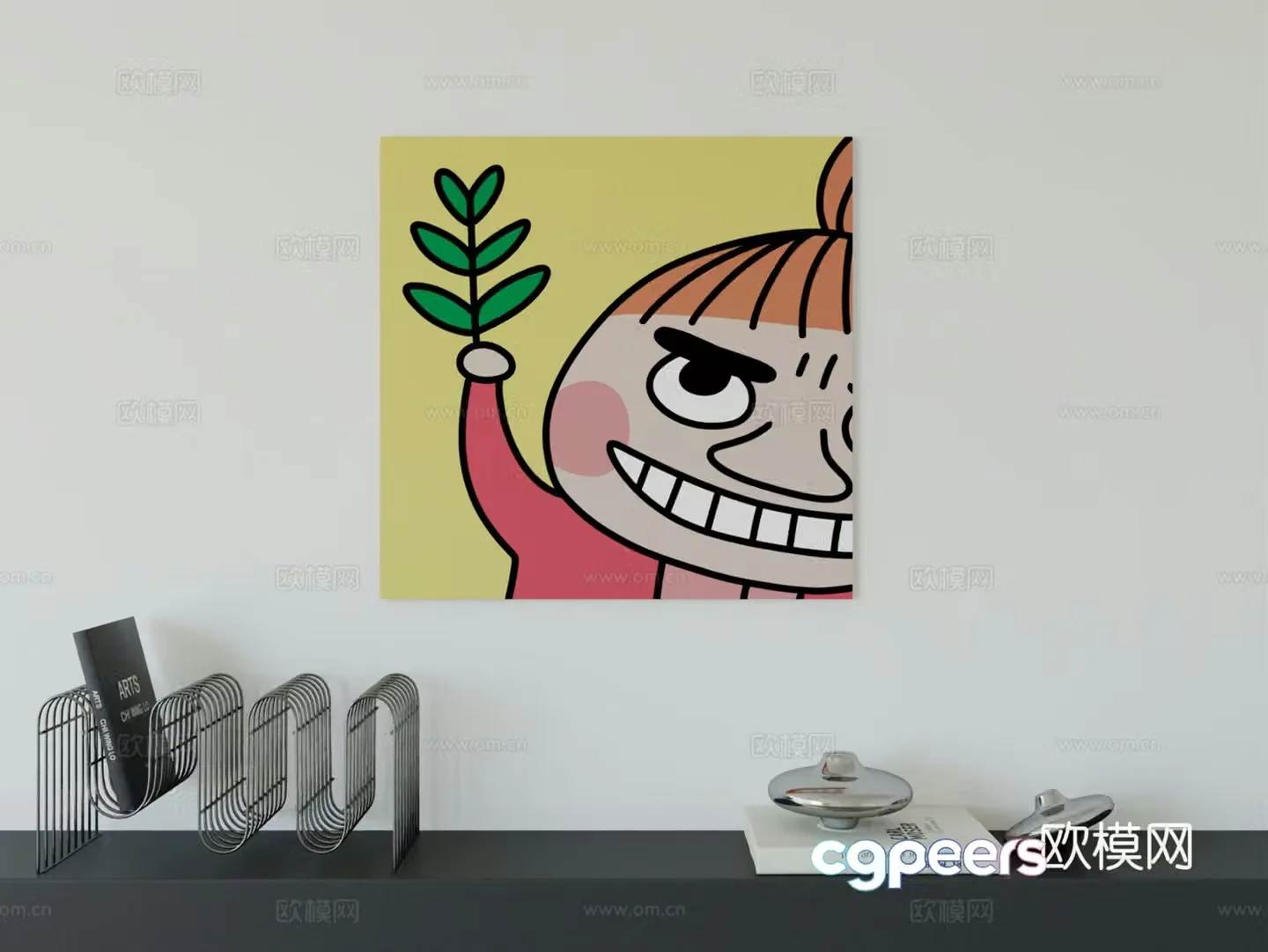 Modern minimalist cute cartoon character boy room girl room hanging painting 3d model