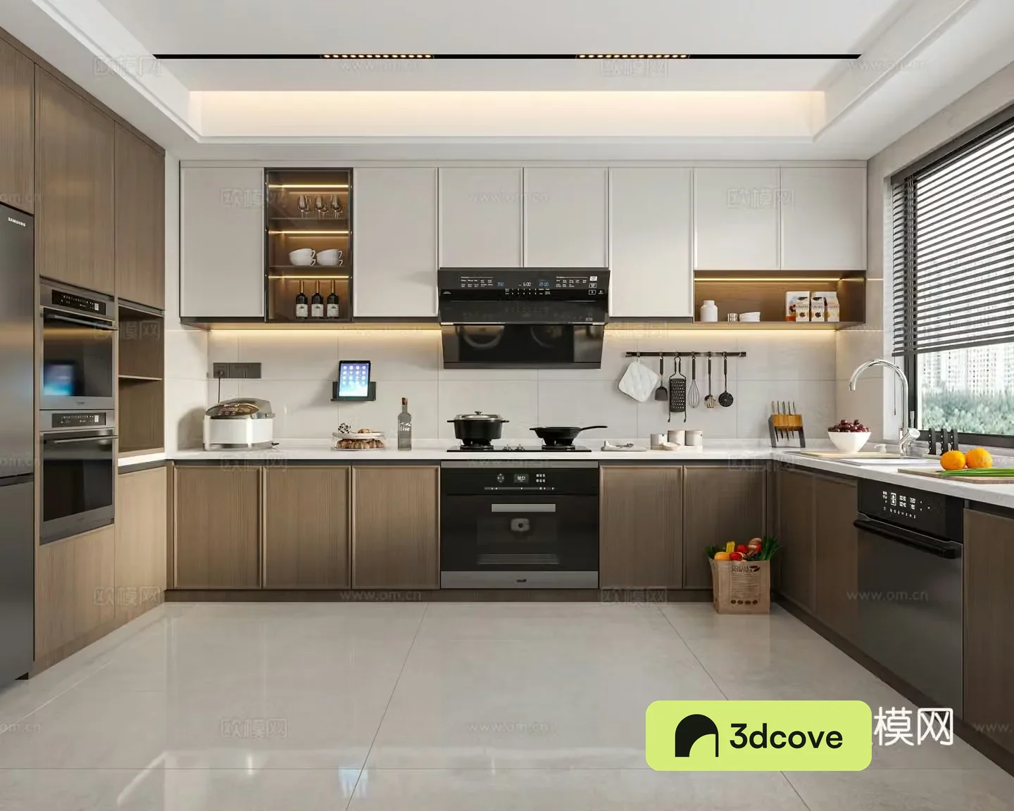 Modern medieval closed kitchen utensils cabinets kitchen supplies appliances stove