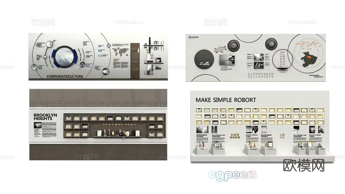 Modern corporate culture wall 3d model