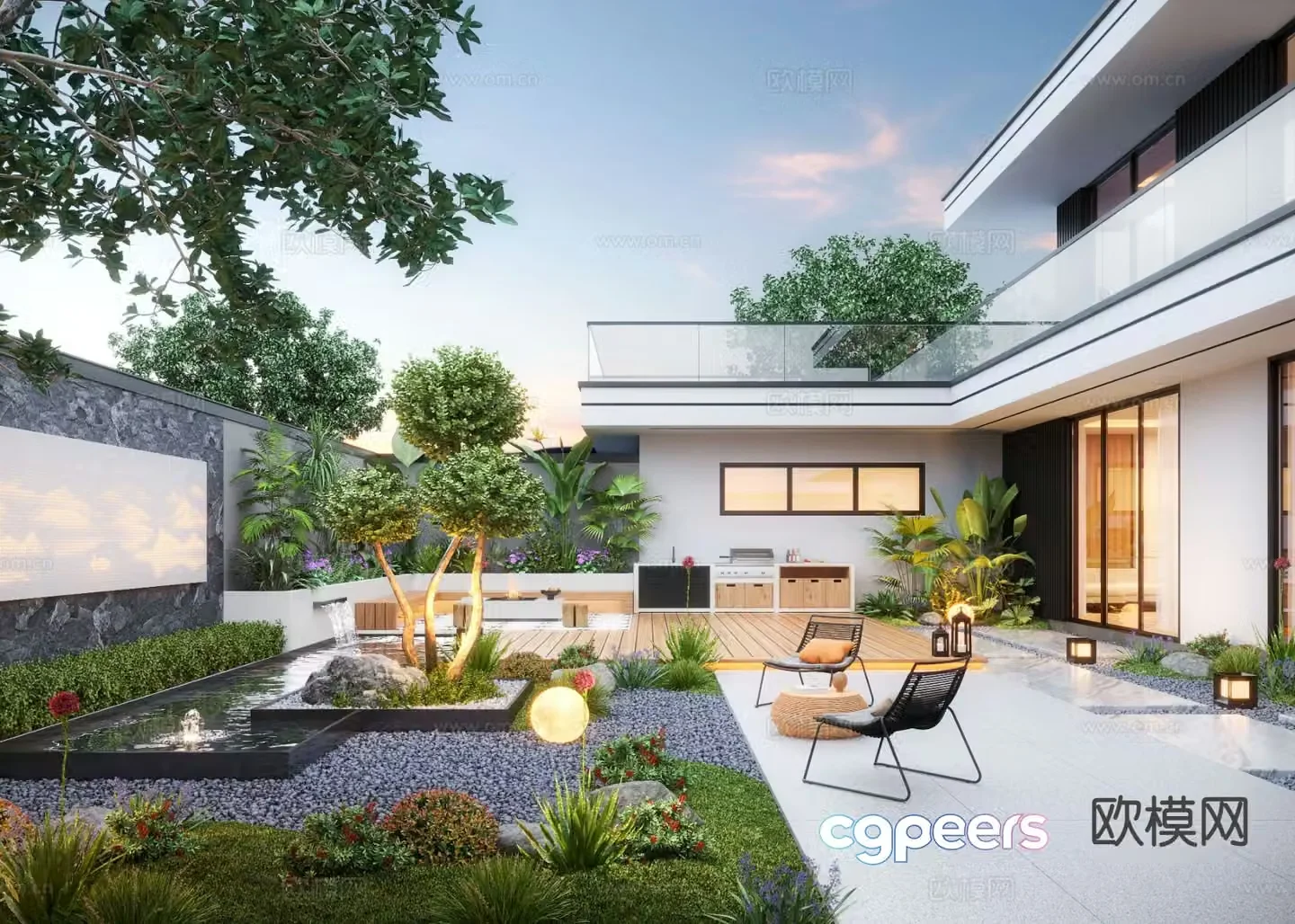 Courtyard landscape villa garden 3d model