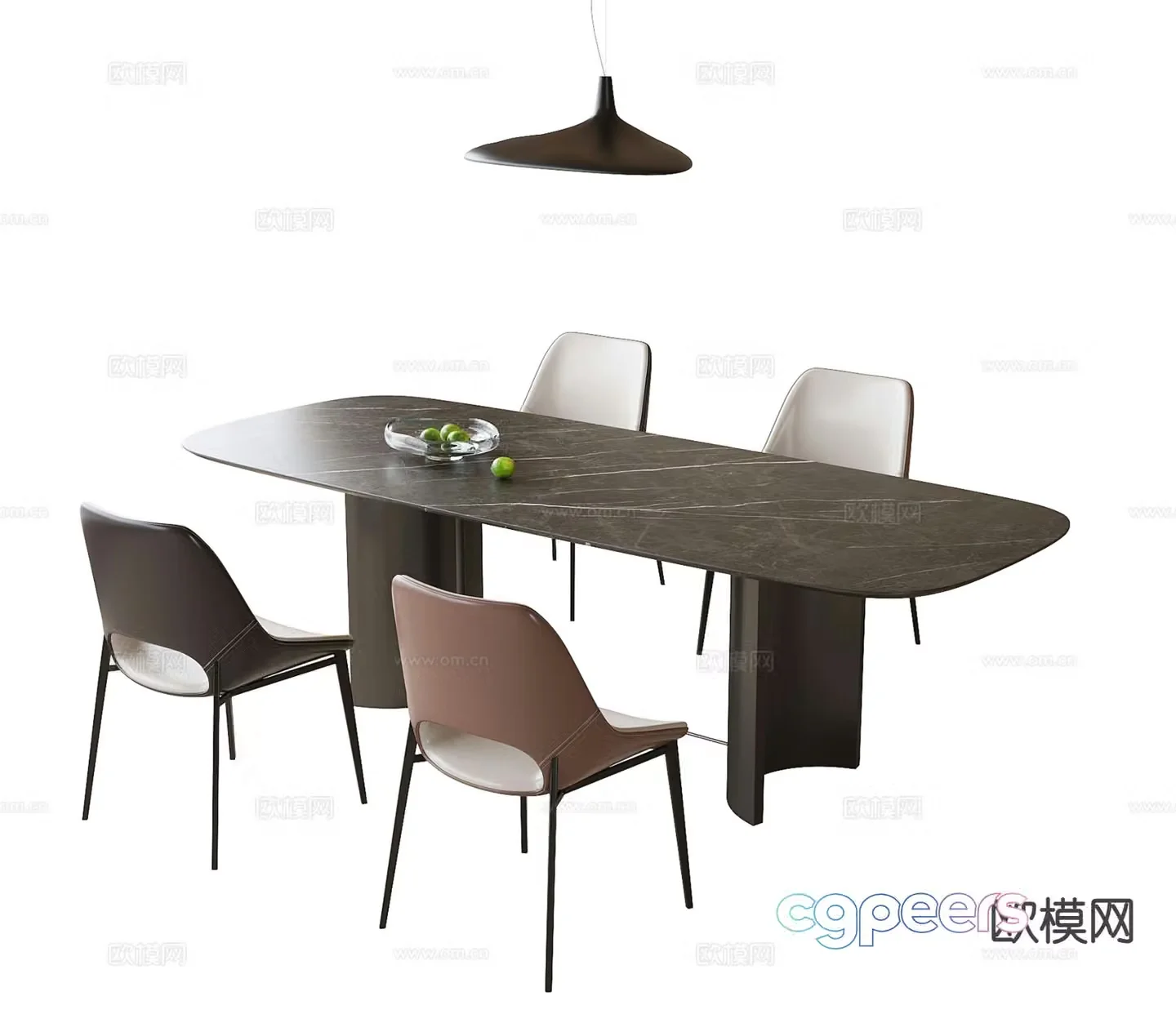 Italian minimalist dining table and chairs 3D model