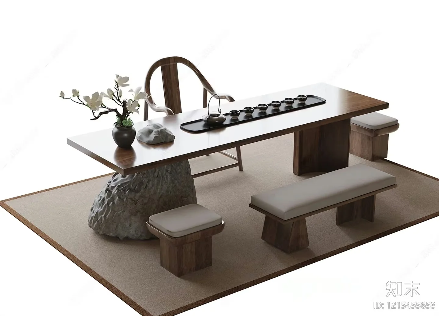 Traditional Asian Dining Table 3D Model – 16097 – VRAY Render