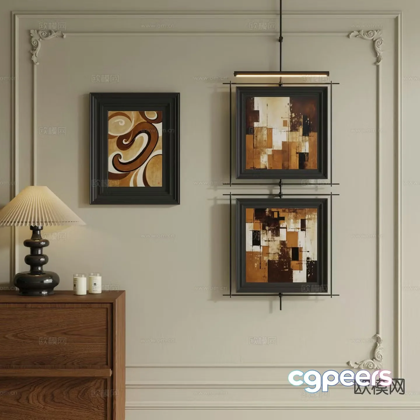 Medieval style hanging painting abstract painting decorative painting 3D model