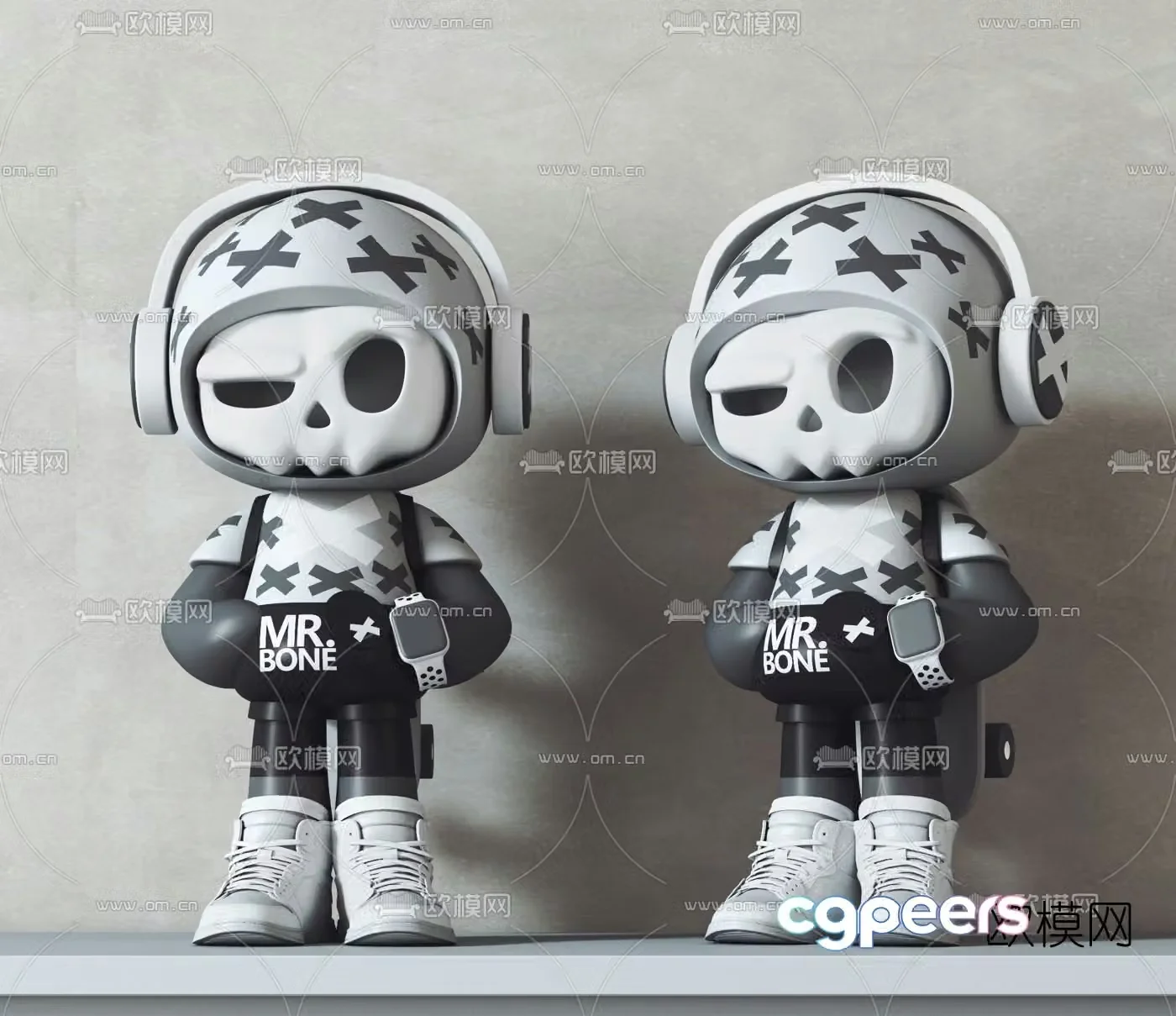 Modern trendy skull doll toy ornaments 3D model