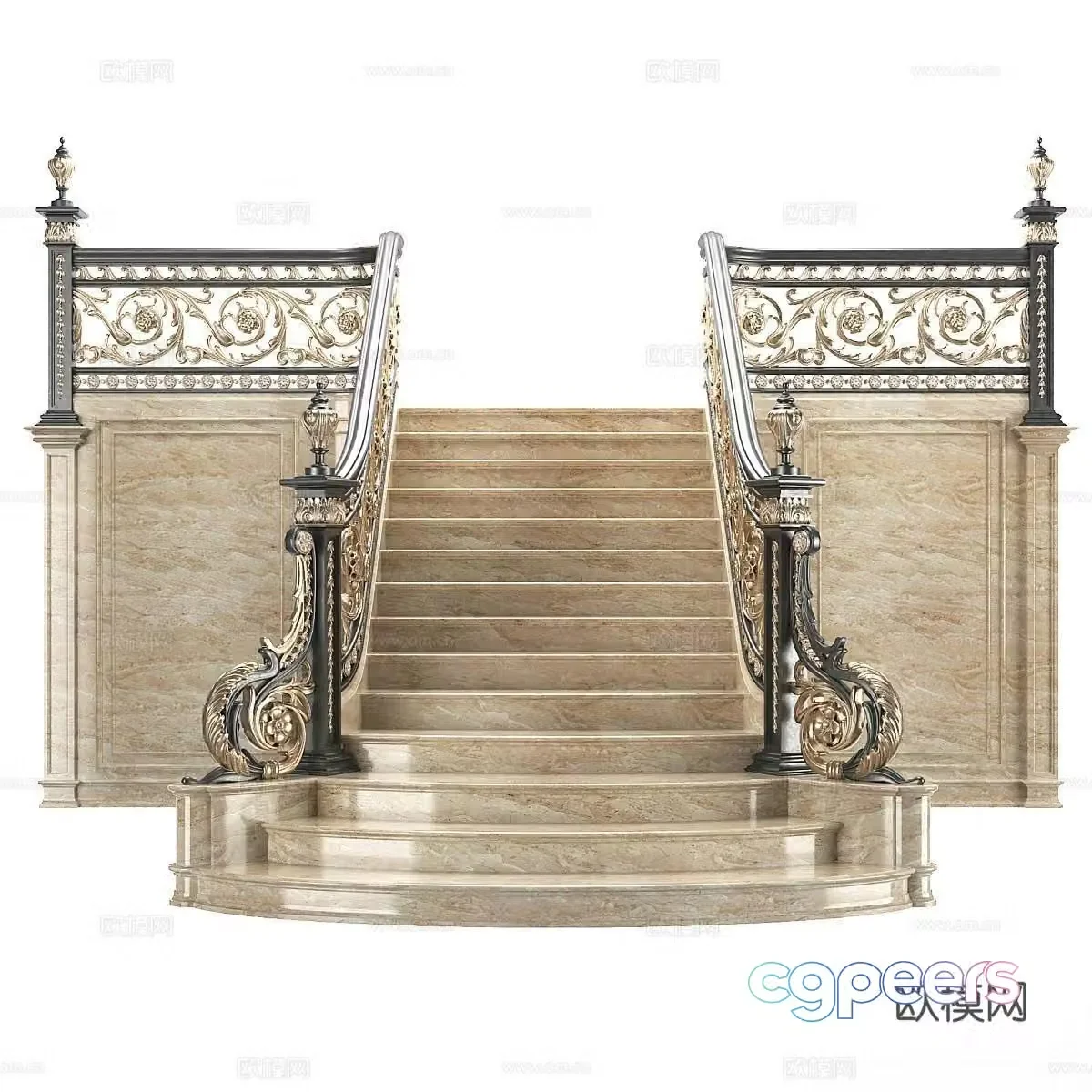 European classical staircase marble staircase 3d model