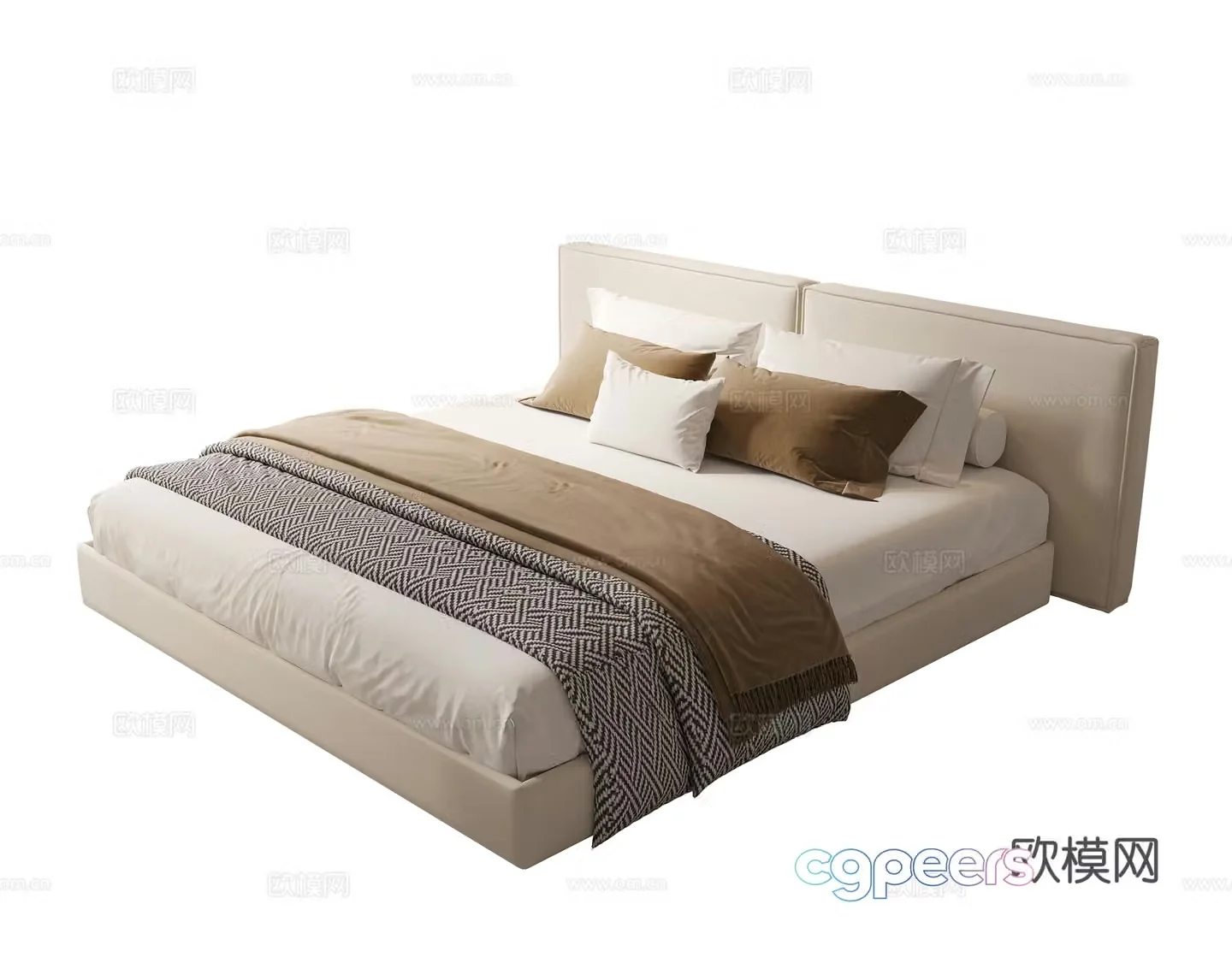 Modern double bed fabric double bed 3d model