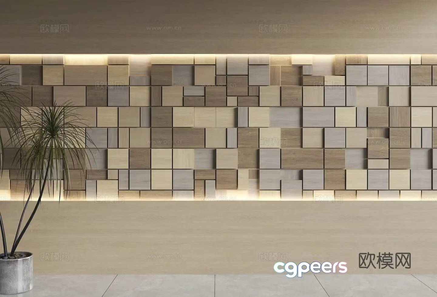 Block background wall decorative wall 3d model