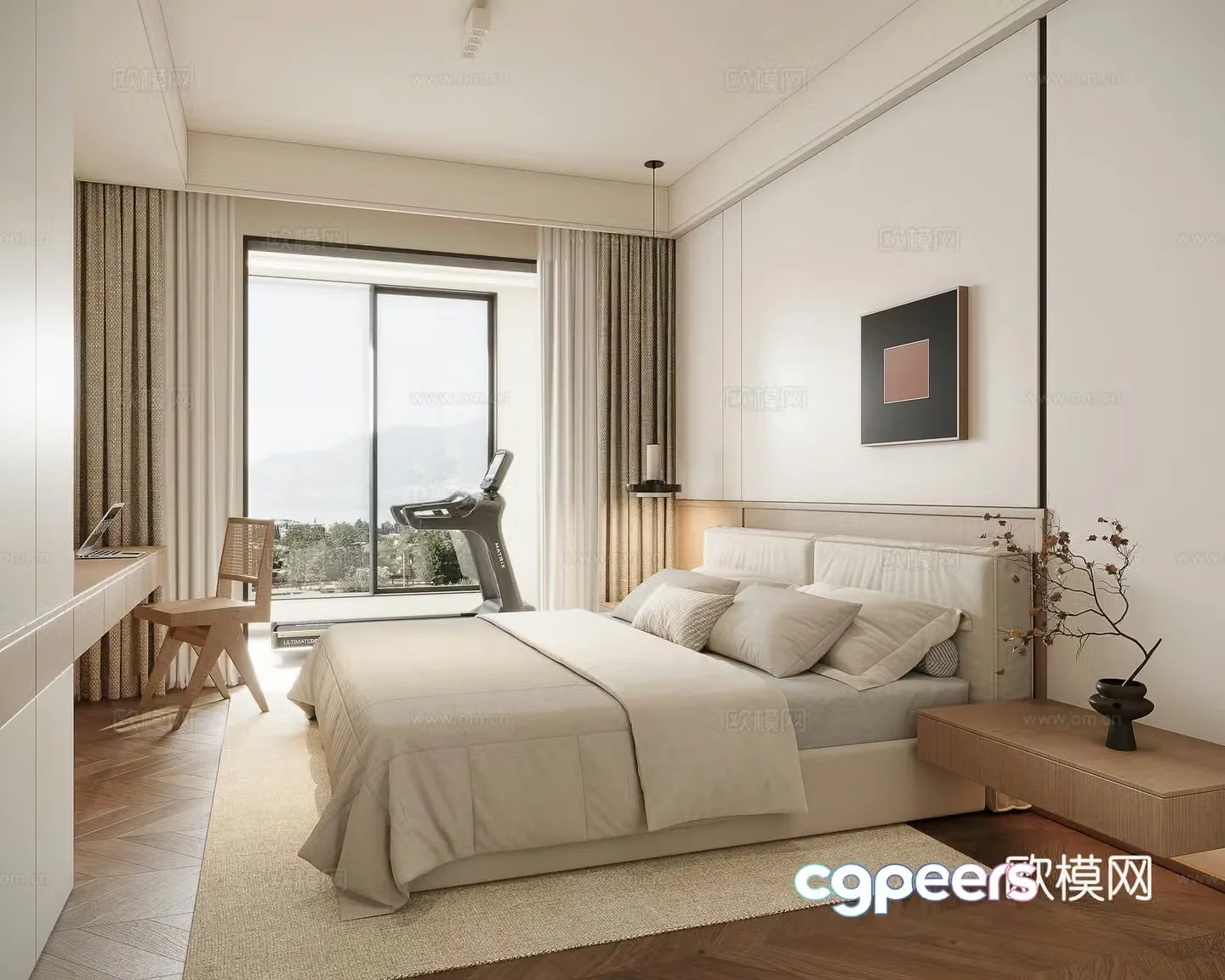Creamy Bedroom Master Bedroom 3D Model