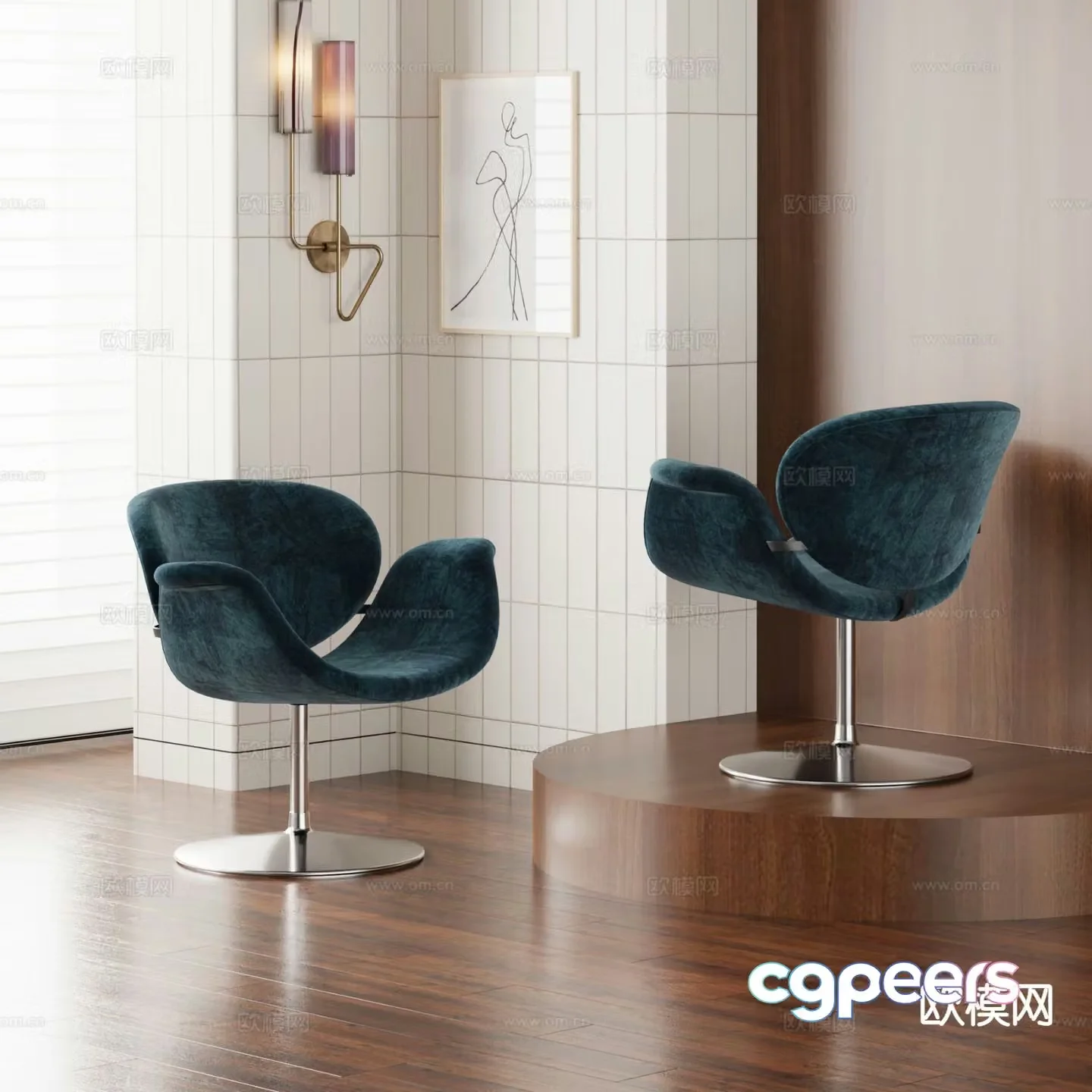 Modern single chair dining chair 3d model