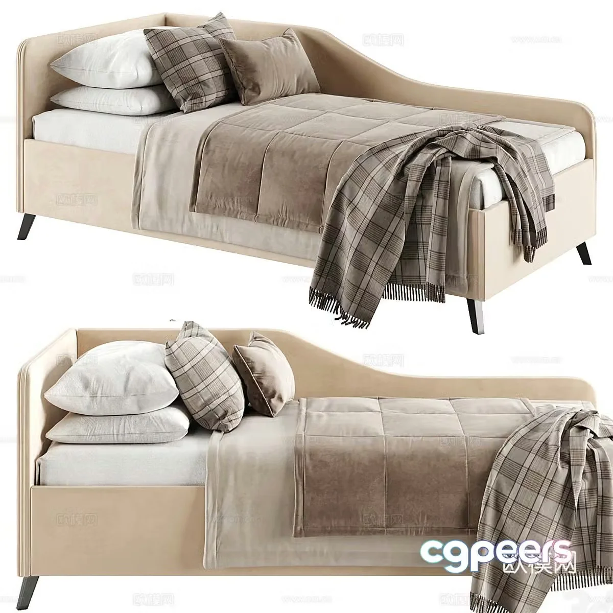 Modern single bed 3d model
