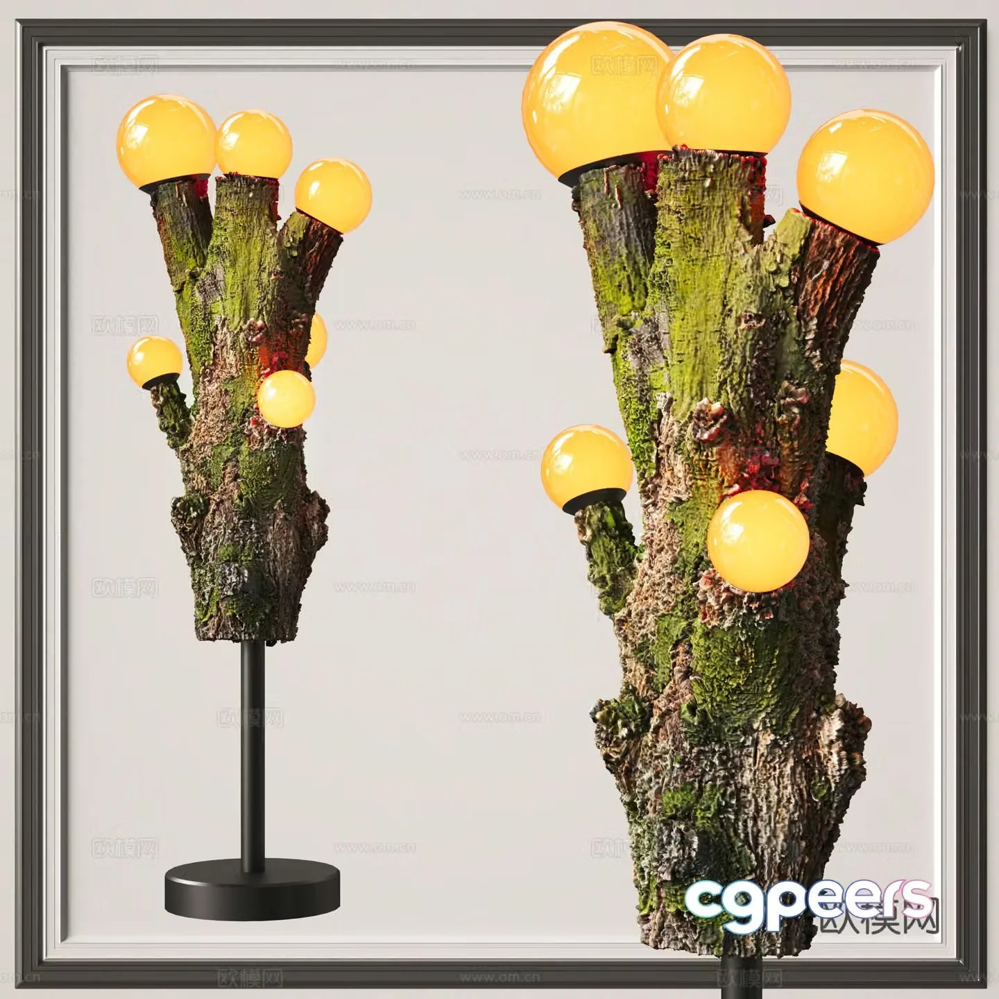 Creative floor lamp dead wood floor lamp 3d model
