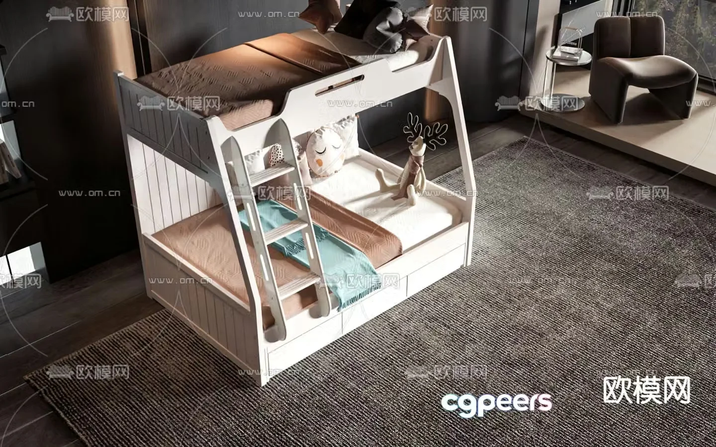 Children’s bed bunk bed bunk bed 3d model