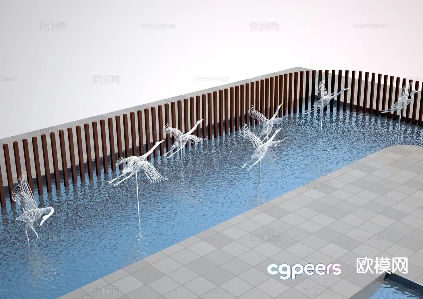 Modern white crane sculpture 3d model