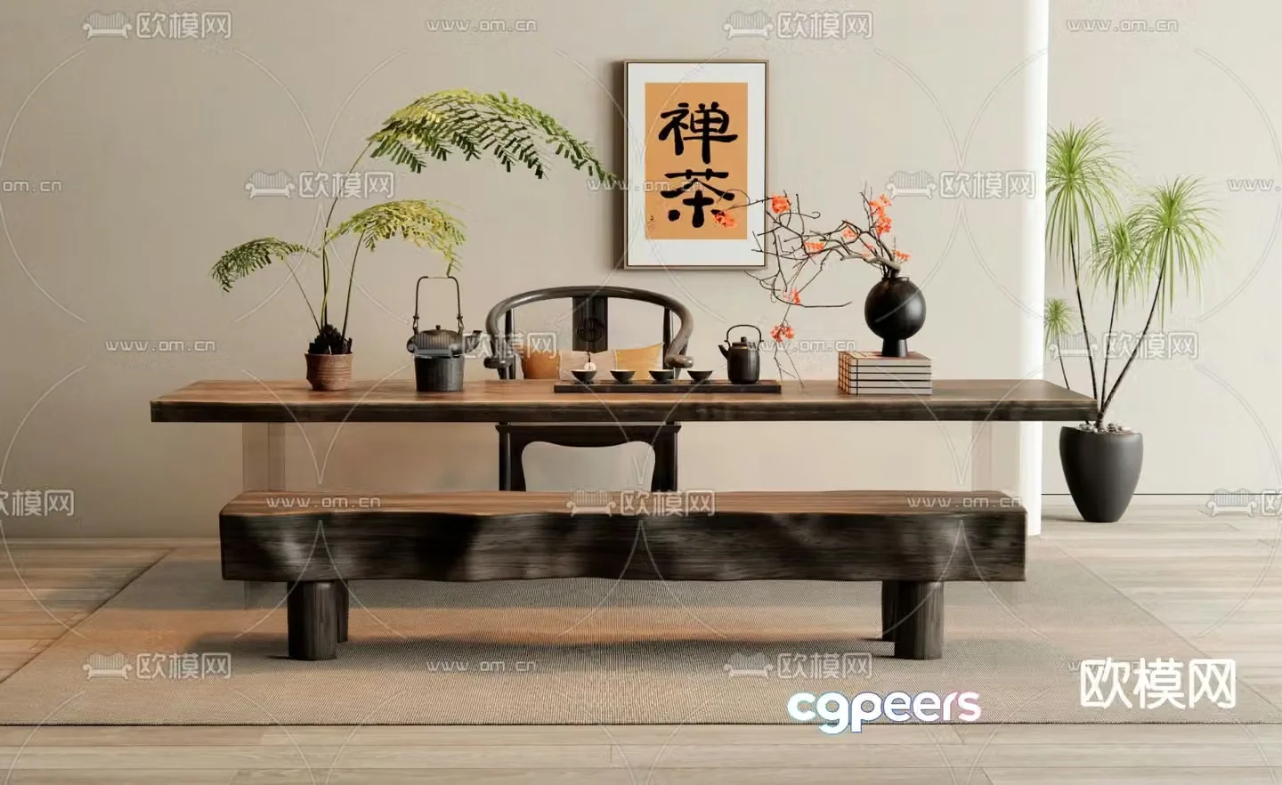 New Chinese style tea table tea table 3d model