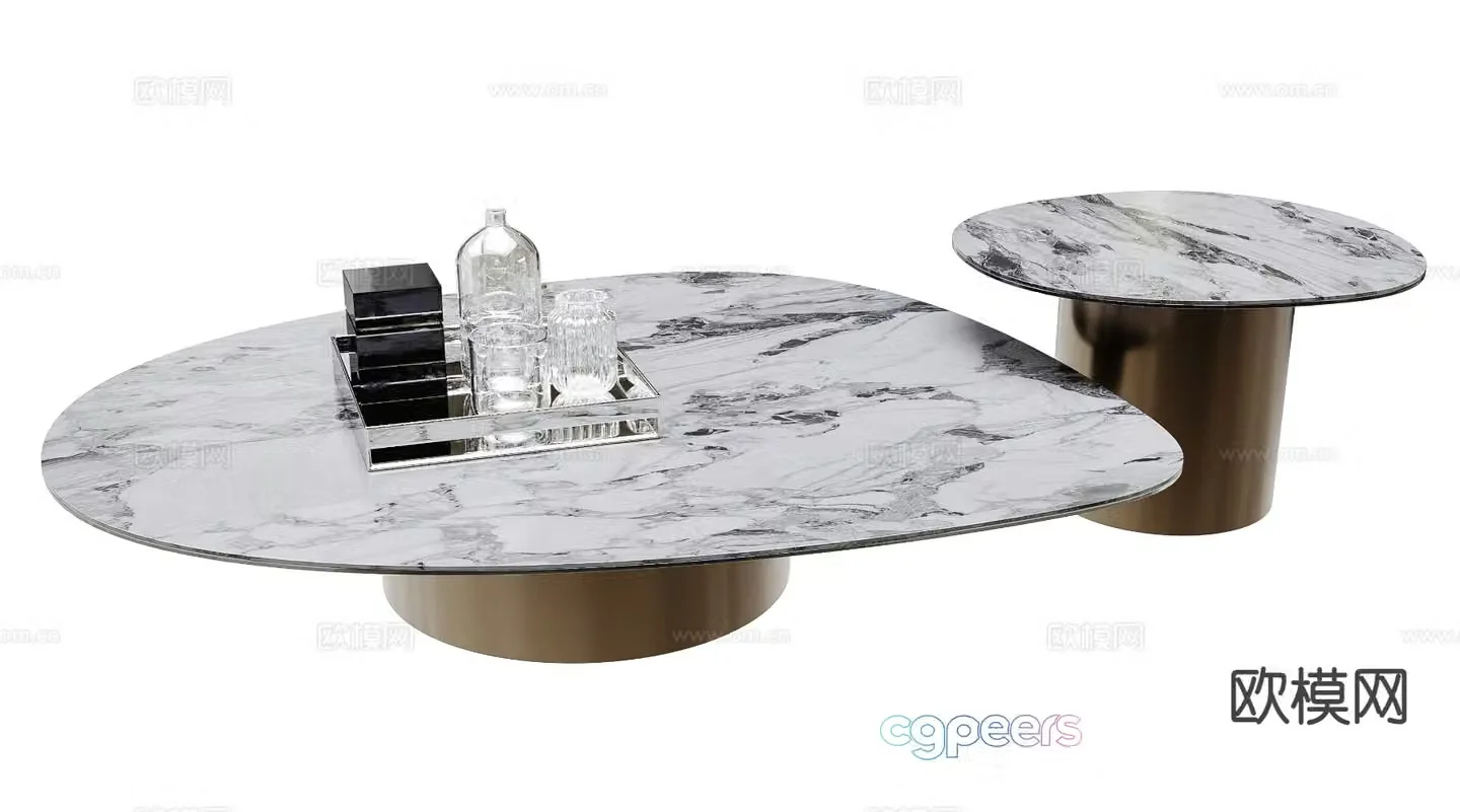 Modern double coffee table 3d model
