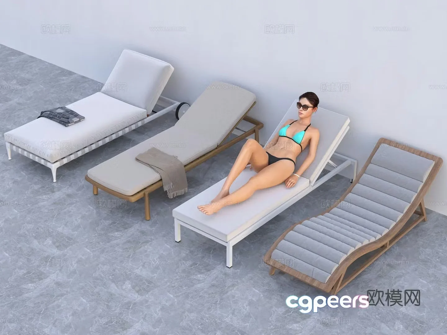 Lounge chair beach chair 3d model