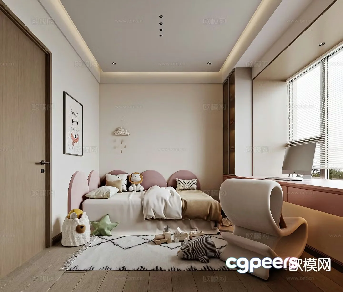 Modern second bedroom children’s room girl’s room 3d model