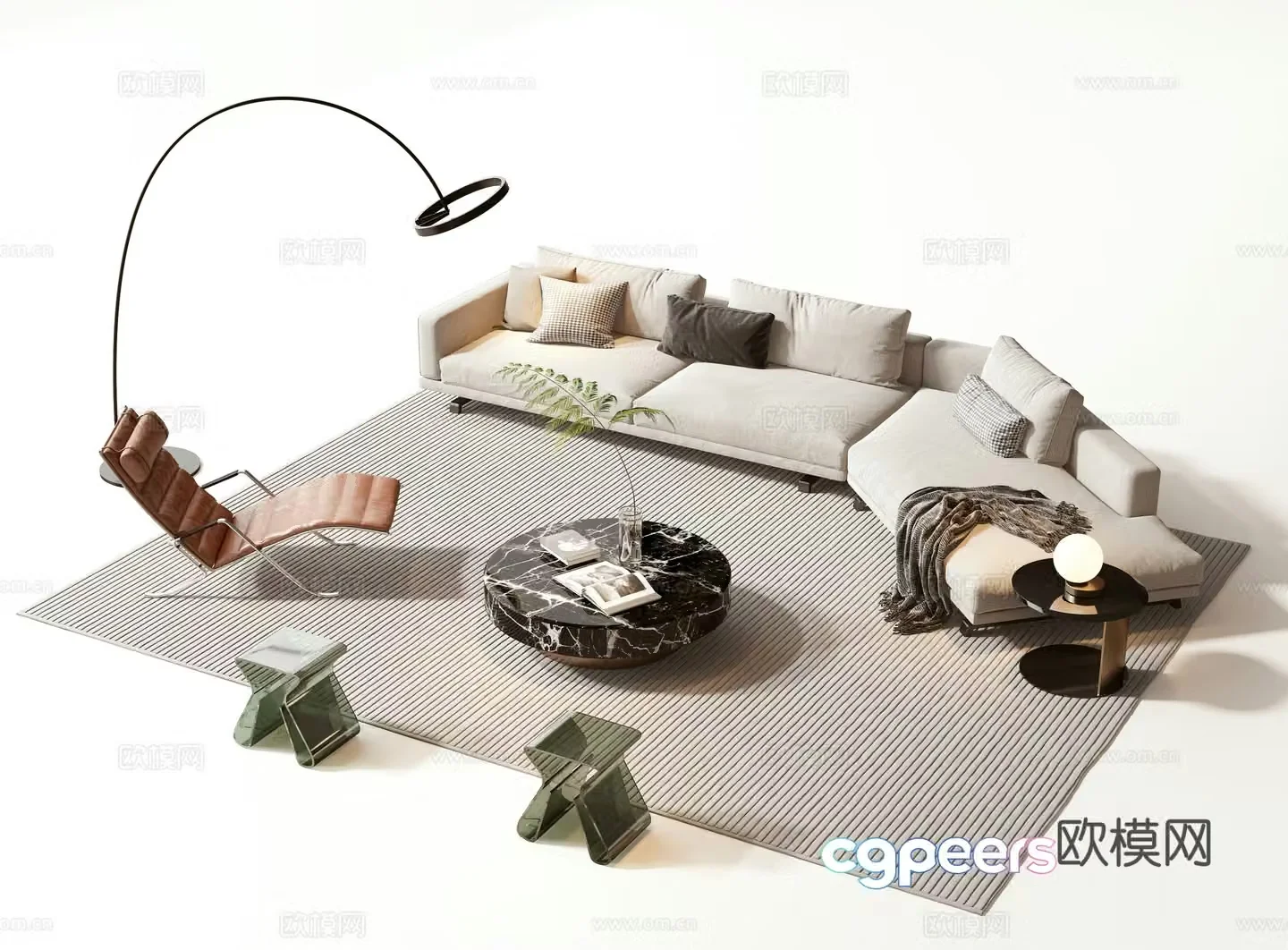 Modern sofa coffee table set 3d model