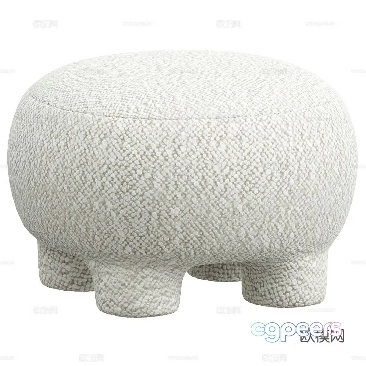 Modern cream style fabric stool 3d model