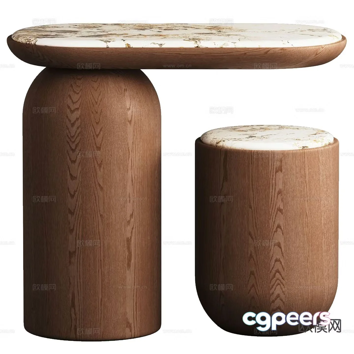 Modern corner table side table round table table table 3D model