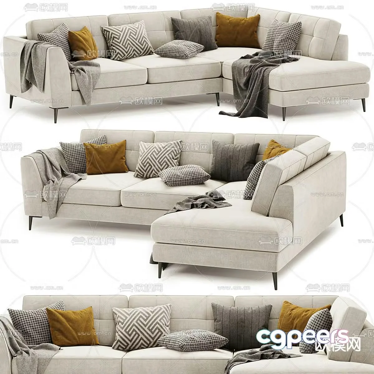 London multi-person sofa 3d model